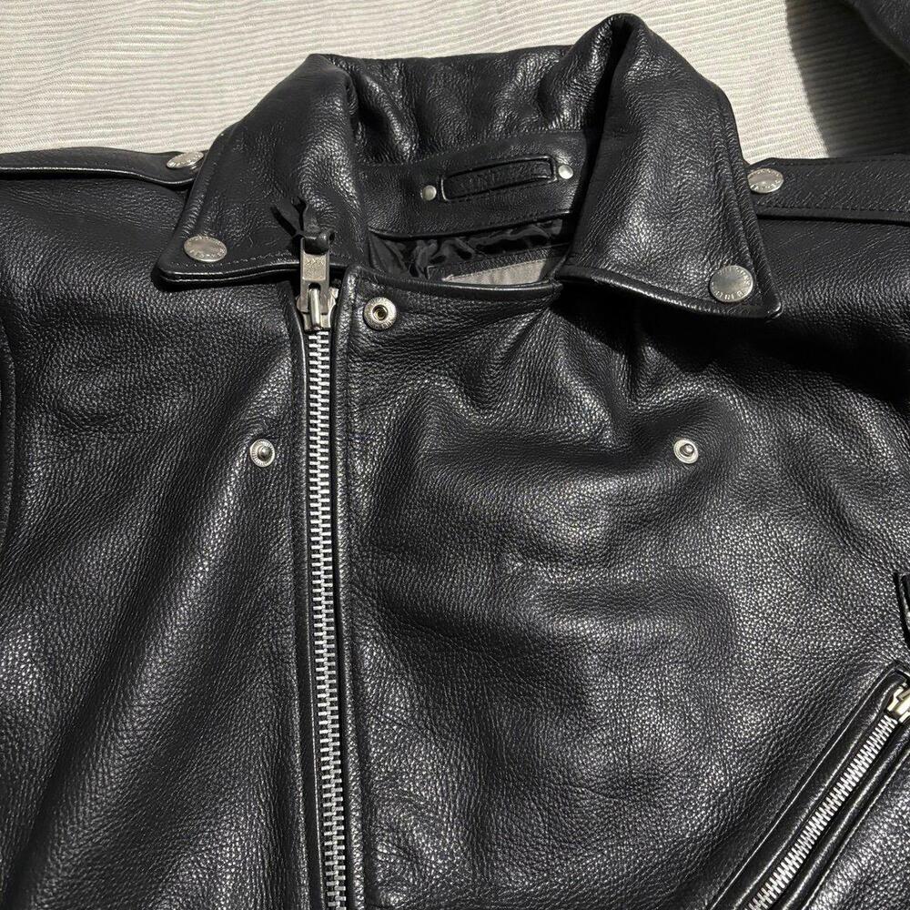 Vintage Wilsons Leather Motorcycle Jacket Biker Black Belted zip y2k grunge punk - Picture 11 of 11